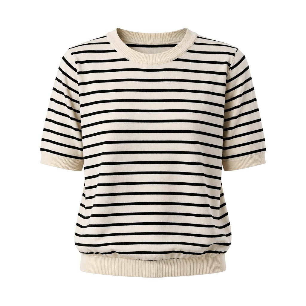Stripped half slv knit top