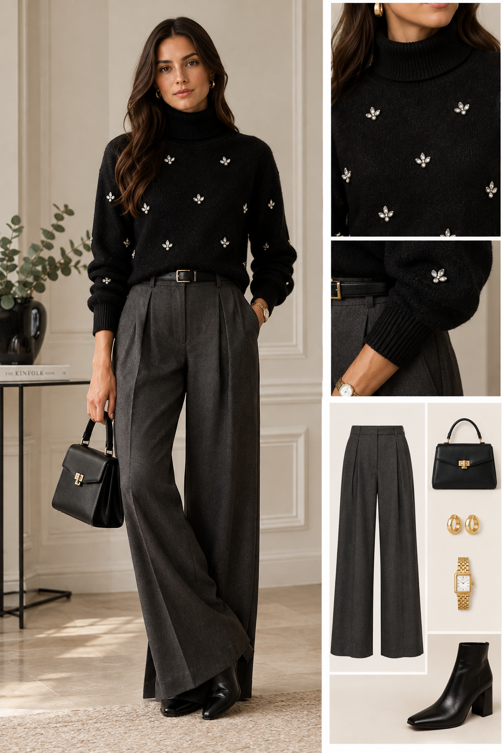 Black poloneck rhinestones